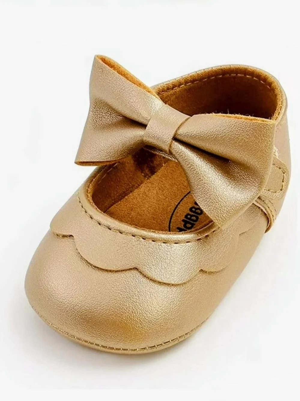 MYGGPP girl*prince Gold Bow Baby Girl Shoes sz 12